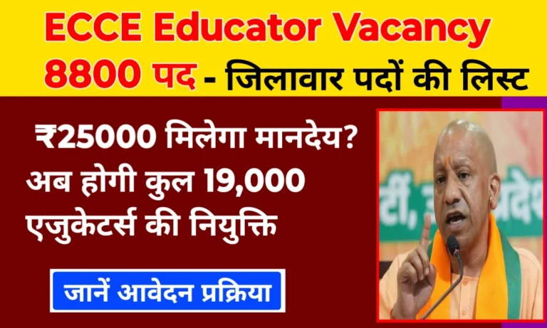 UP ECCE Educator Vacancy 2025 Distric Wise