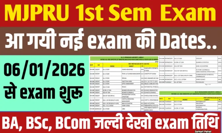 MJPRU first Semester Exam Datesheet